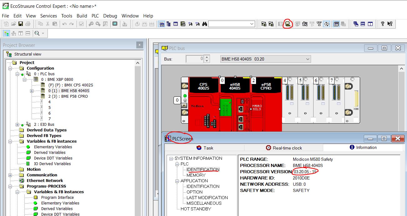 M580 SV PLC Screen
