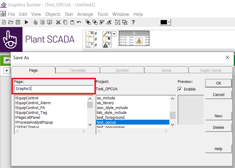 Create a new graphic page with the same name as the one you intend to copy