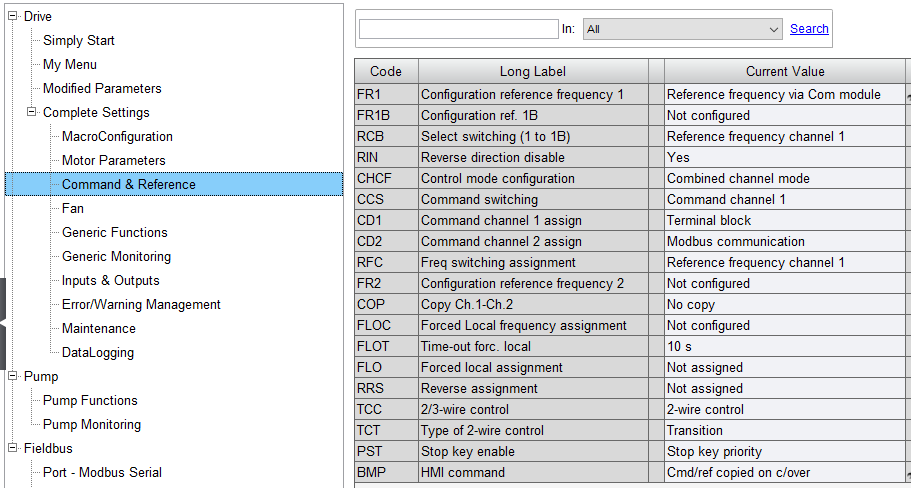 ATV630 command settings
