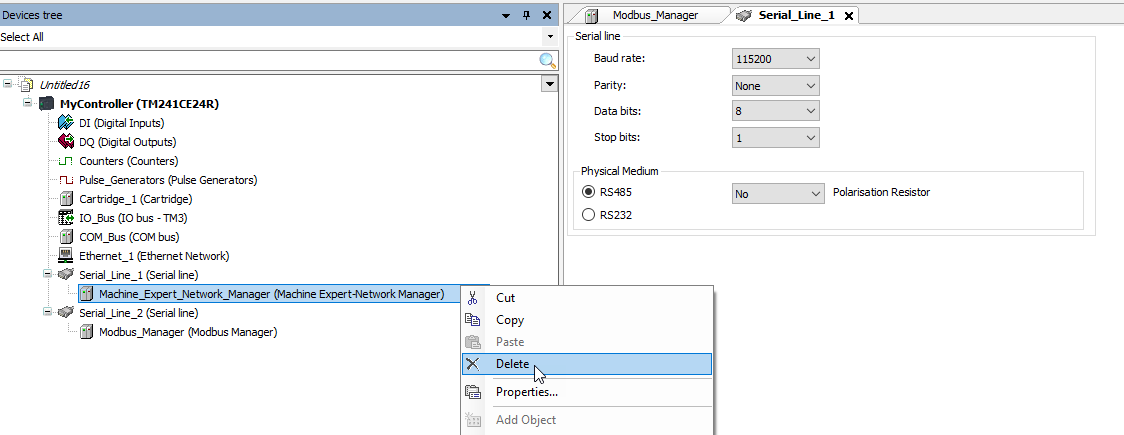 Delete Machine_Expert_Network_Manager node