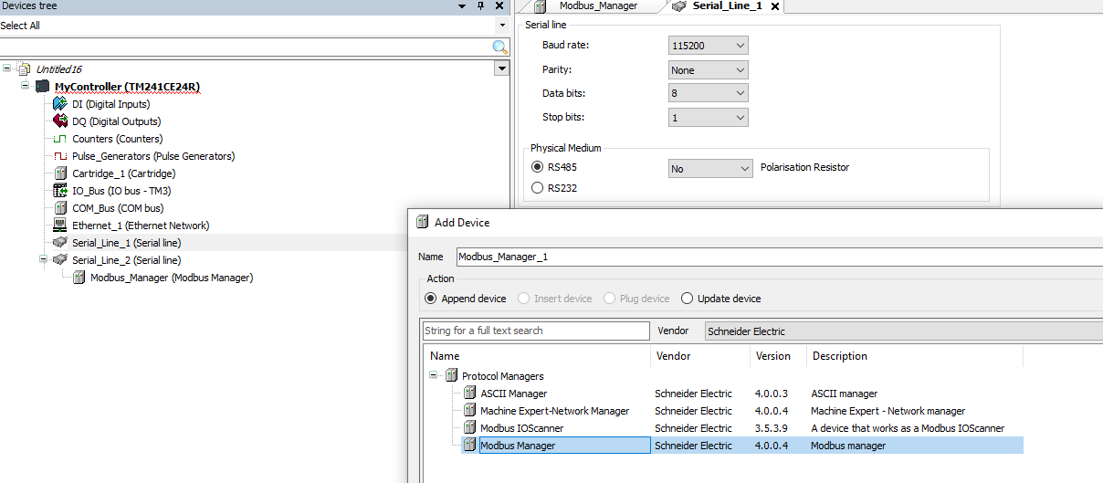 Add Modbus_Manager node