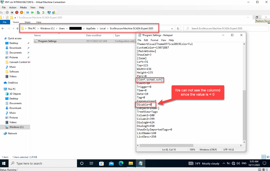 EMSE project settings text file