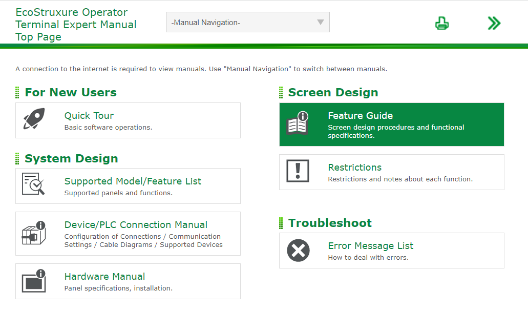 Selection of manual