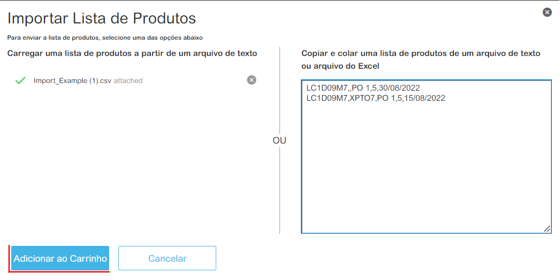 Quinto Passo Importar Lista