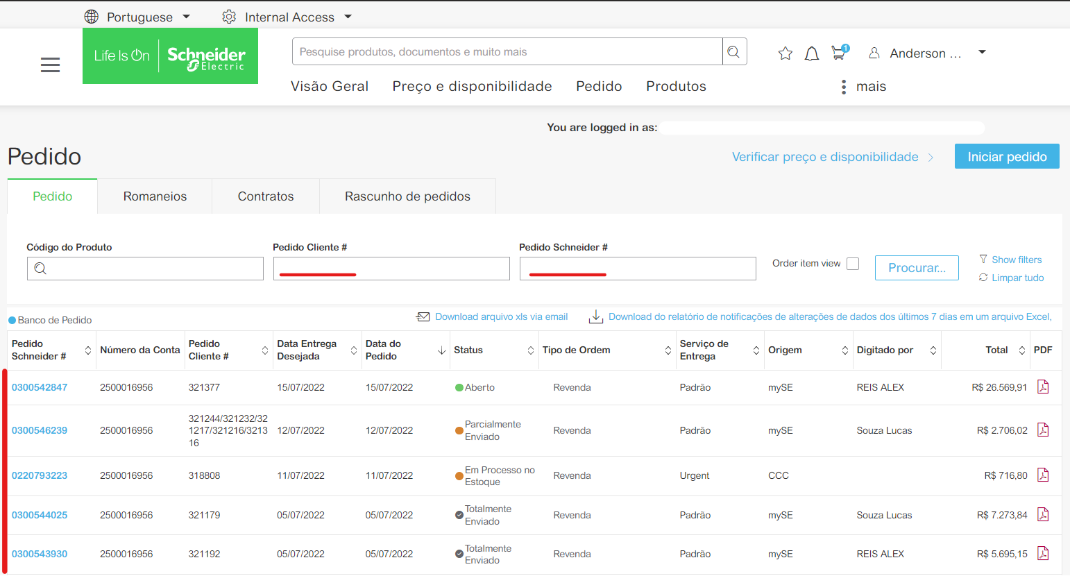 Segundo Passo cancelamento de um item