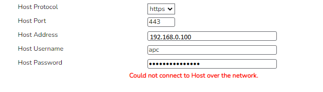 Could not connect to Host