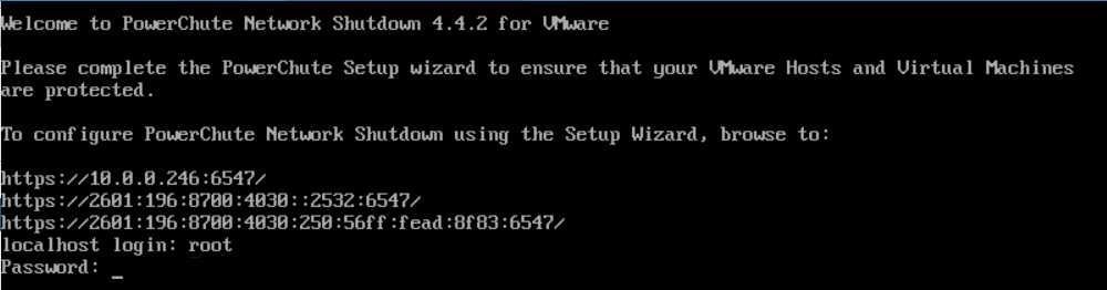 Login to PowerChute VM