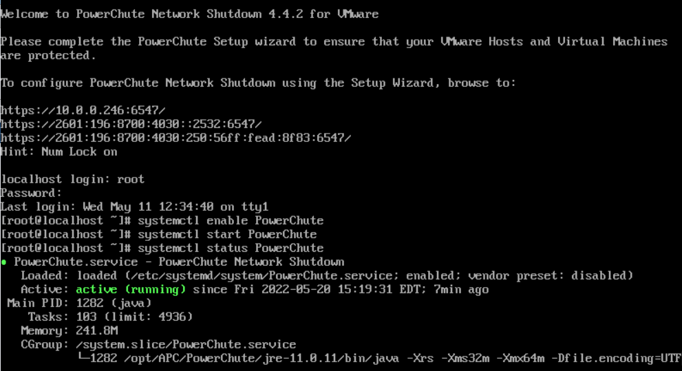 Enable and start the PowerChute service