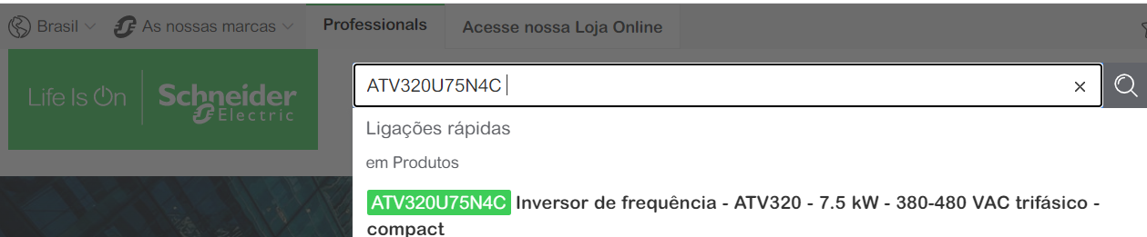 Como achar a folha de dados de um produto da Schneider vendido no Brasil