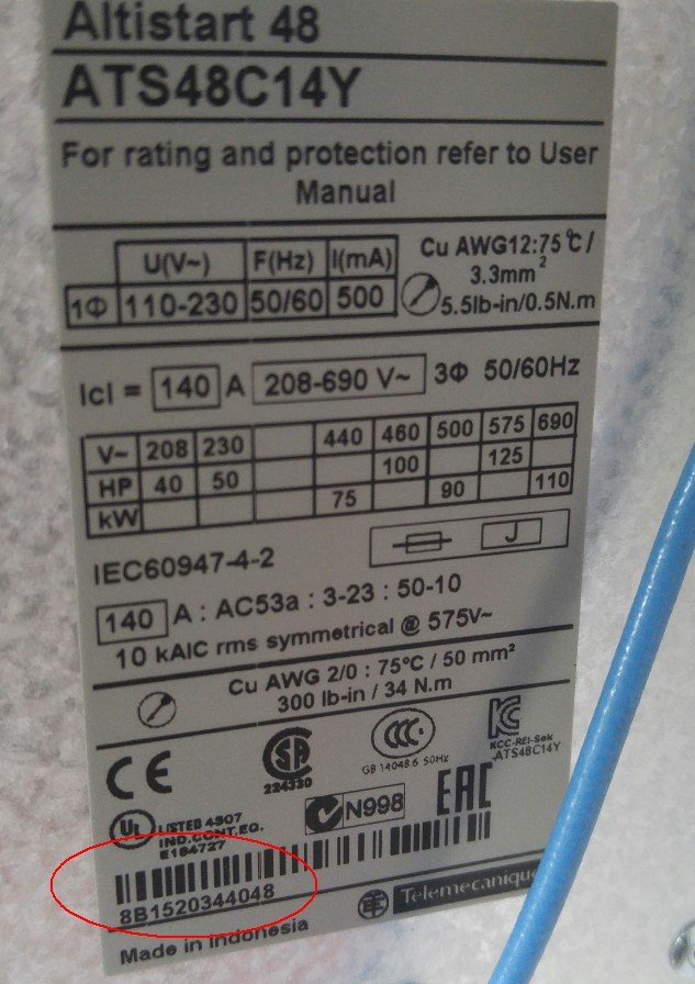 ATS48 serial number 