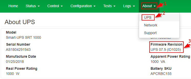 how to check UPS FW