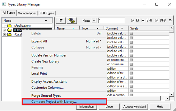 Compare Project with Library