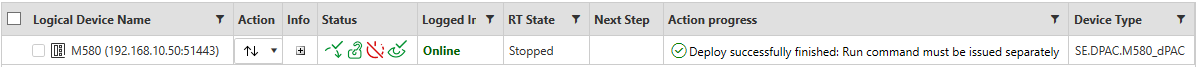 Deploy false parameter M580D Deploy false parameter M580D