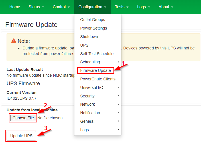 how to update UPS FW