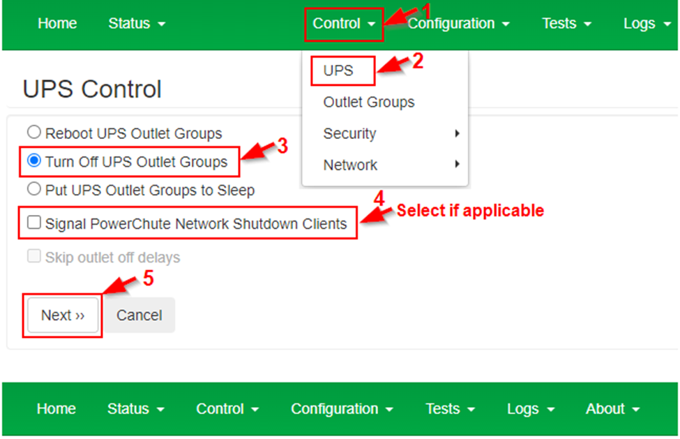 how to turn off UPS output