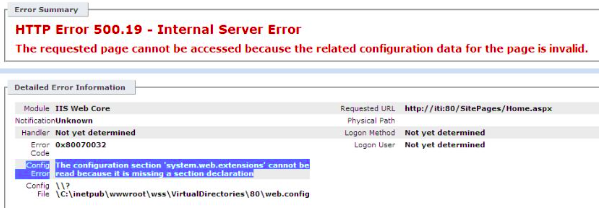 Error message