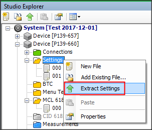 Settings extract
