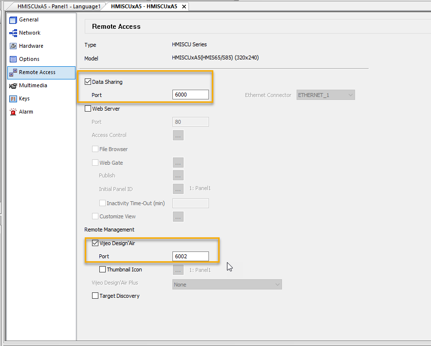 Remote Access settings page