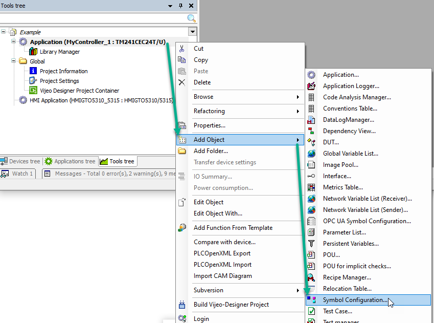Add Symbol Configuration node