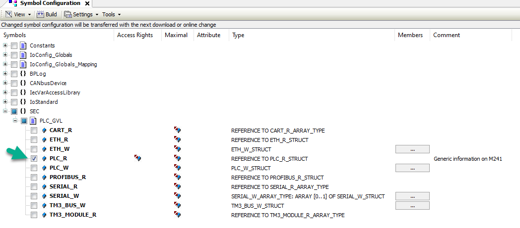 Tick the checkbox next to PLC_R