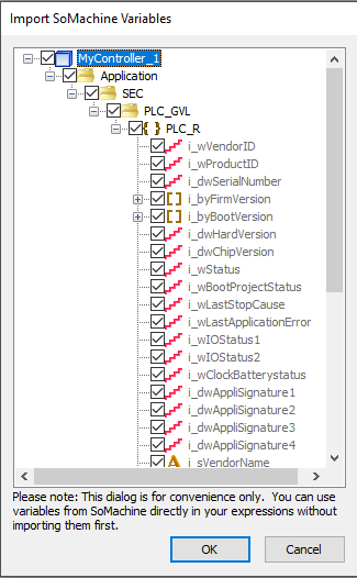 Import SoMachine Variables