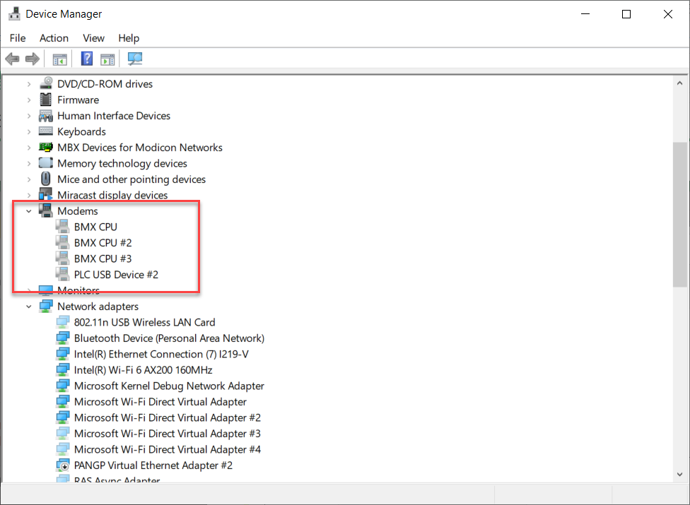 Modems folder -> duplicate entries