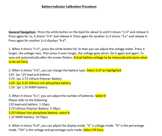 Procedure for charge Indicator configuration Procedure for charge Indicator configuration