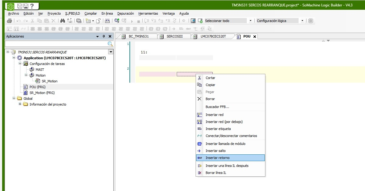 subrutina Ecostruxure Machine Expert SoMachine POU