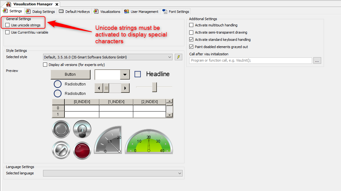 Visualization Manager settings for Web Visualization with special characters
