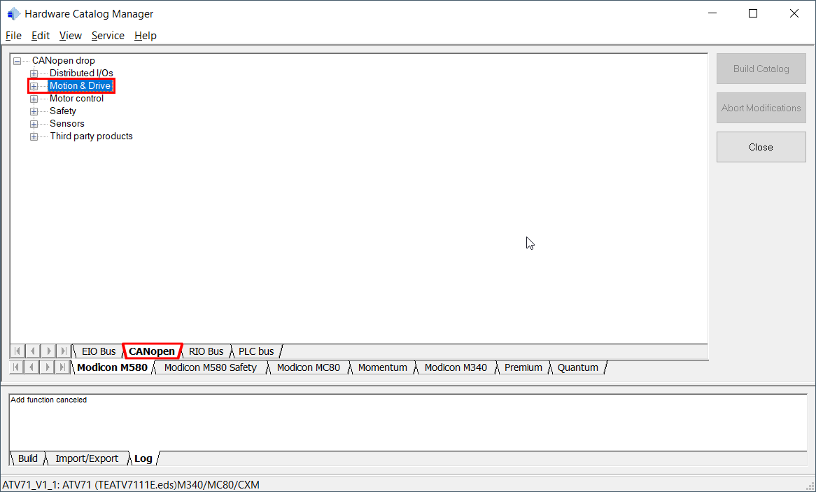 Launching the hardware catalog Manager