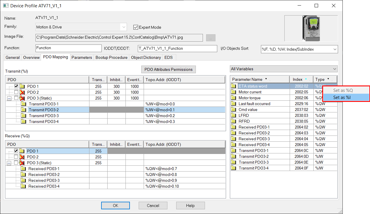 Modification of the type of variables 