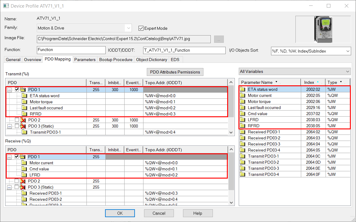 Assignment of variables to PDOs