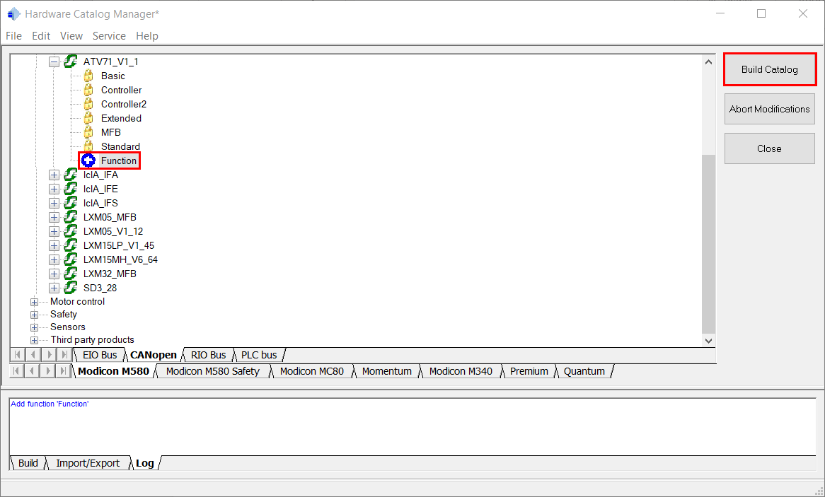 Build Catalog after the creation of the new function