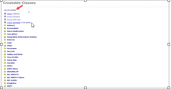 List of all classes