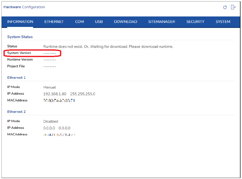 Information tab