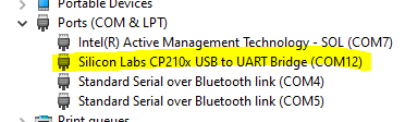 Device Manager - Appearance of XPSMCMCP0802 in "Ports (COM & LPT)"
