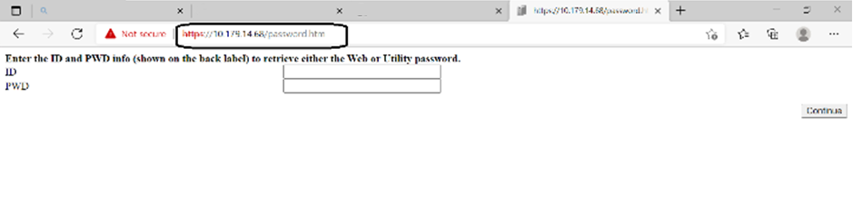 password web page APV9602 card