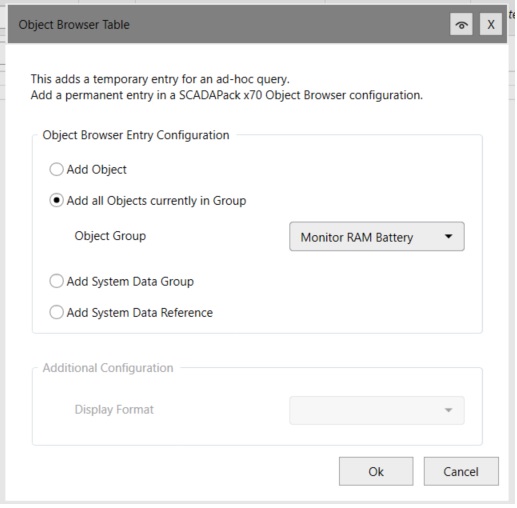 Object browser table