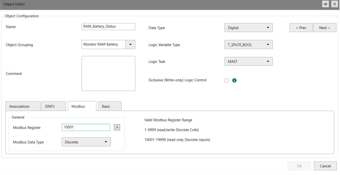 Ram battery status modbus