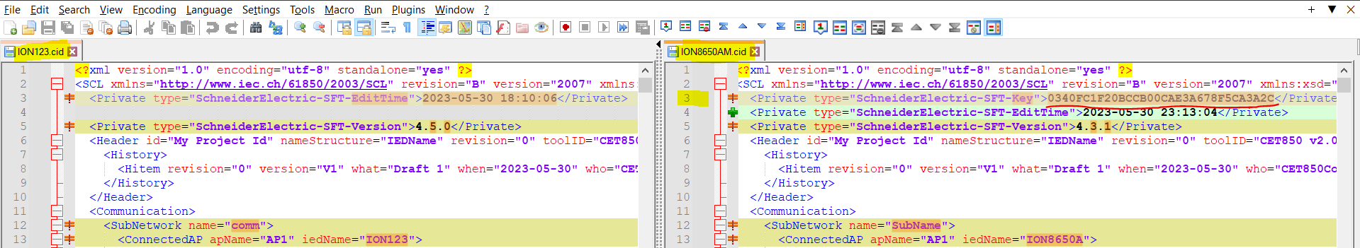 Comparing two cid files one with Integrity key and the other without Integrity key