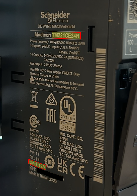 M221 left side label example