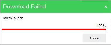 Fail to Launch message box Fail to Launch message box
