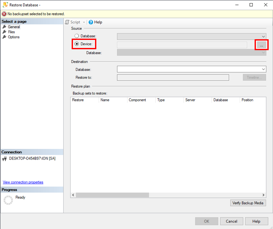 restoring database