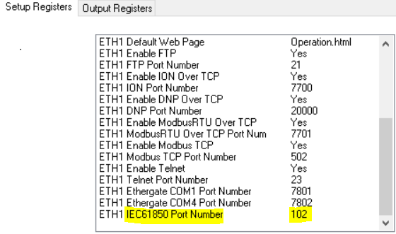 IEC 61850 where to change port number in ION Setup Ethernet Communications Module