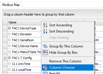 Right-click column headersand select Column Chooser