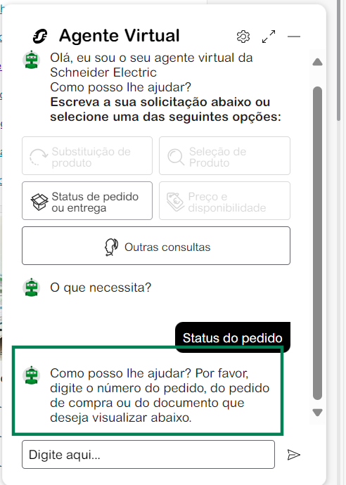 Status de Pedido Agente Virtual