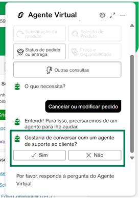 Prosseguir Atendimento Chat Agente Virtual