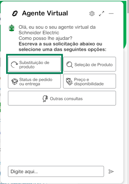 Substituição Produto Chat Agente Virtual