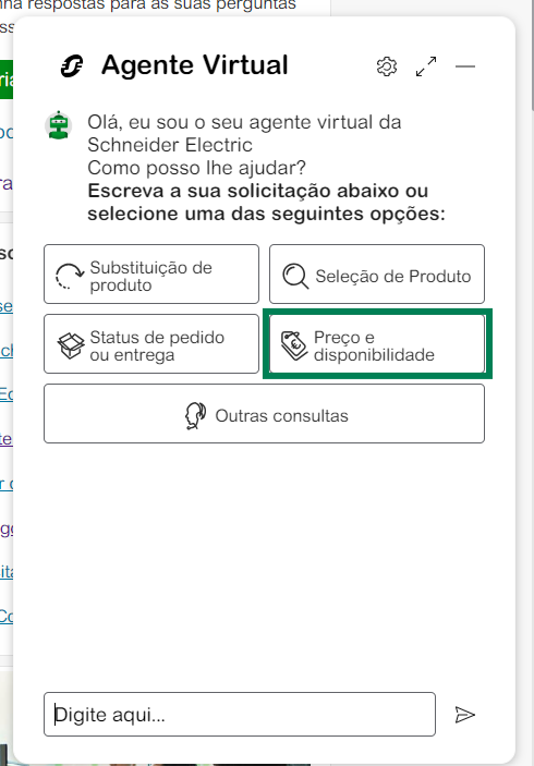 Preço e Disponibilidade Chat Agente Virtual