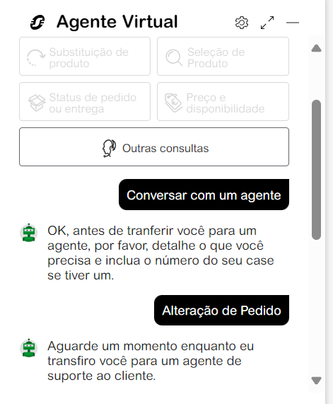 Conversar com um Agente Chat Agente Virtual